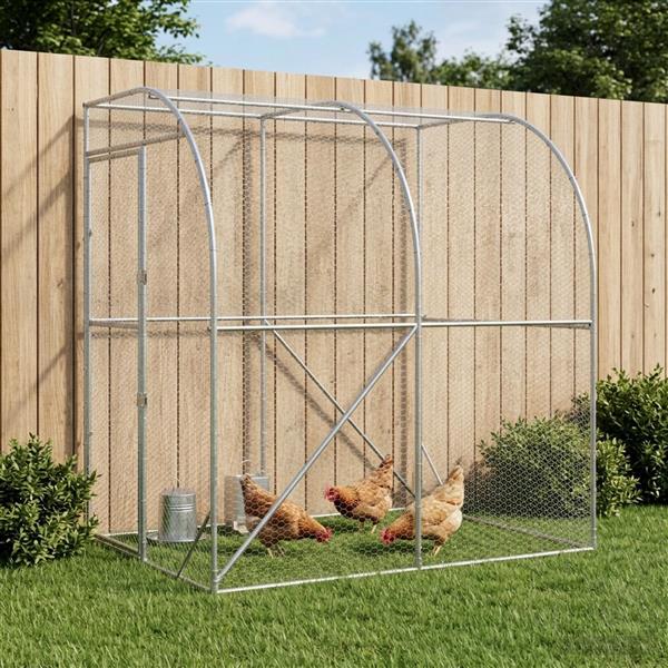 Grote foto vidaxl kippenhok zilver 200 x 200 x 215 cm gegalvaniseerd staal dieren en toebehoren hokken en kooien
