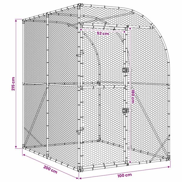 Grote foto vidaxl kippenhok zilver 200 x 200 x 215 cm gegalvaniseerd staal dieren en toebehoren hokken en kooien