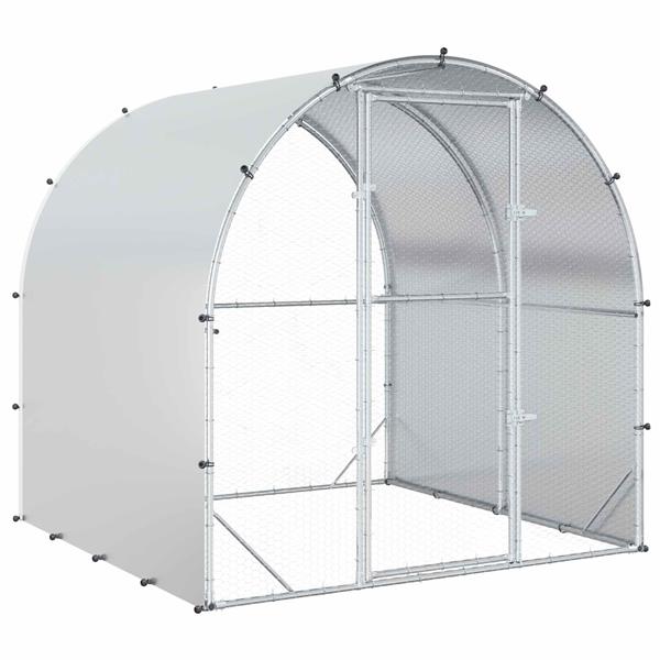 Grote foto vidaxl kippenhok zilver 200 x 200 x 200 cm gegalvaniseerd staal dieren en toebehoren hokken en kooien