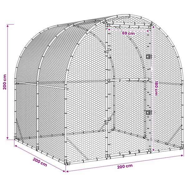 Grote foto vidaxl kippenhok zilver 200 x 200 x 200 cm gegalvaniseerd staal dieren en toebehoren hokken en kooien