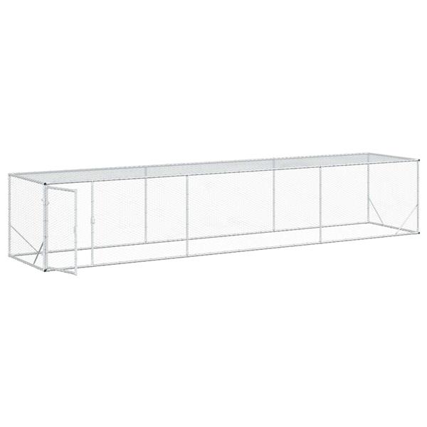 Grote foto vidaxl kippenren zilver 500 x 100 x 100 cm gegalvaniseerd staal dieren en toebehoren hokken en kooien