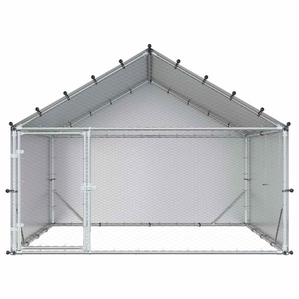 Grote foto vidaxl kippenhok met dak zilverkleurig 200 x 200 x 150 cm dieren en toebehoren hokken en kooien
