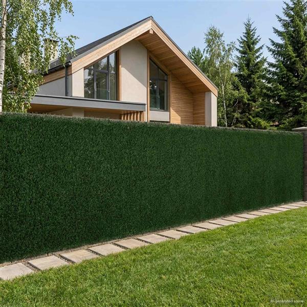 Grote foto vidaxl kunstmatige omheining donkergroen 1 x 3 m pvc en staal tuin en terras sierplanten