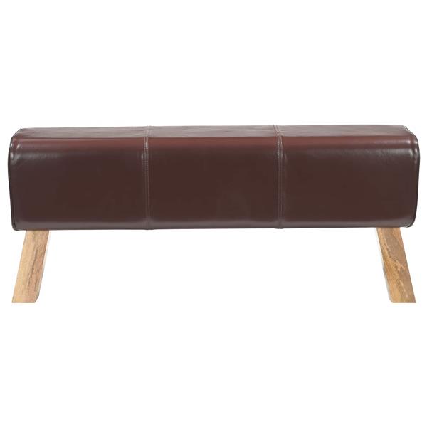 Grote foto vidaxl bank 110 x 30 x 45 cm echt leer donkerbruin huis en inrichting stoelen