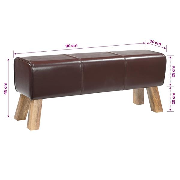 Grote foto vidaxl bank 110 x 30 x 45 cm echt leer donkerbruin huis en inrichting stoelen
