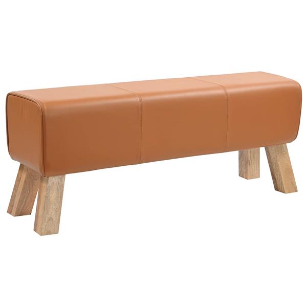 Grote foto vidaxl bank 110 x 30 x 45 cm echt leer bruin huis en inrichting stoelen