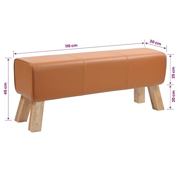 Grote foto vidaxl bank 110 x 30 x 45 cm echt leer bruin huis en inrichting stoelen