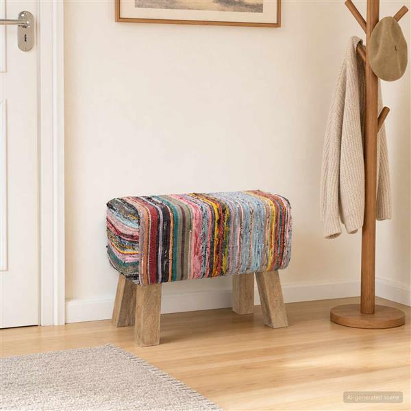 Grote foto vidaxl bank 60 x 30 x 45 cm echt leer meerkleurig huis en inrichting stoelen