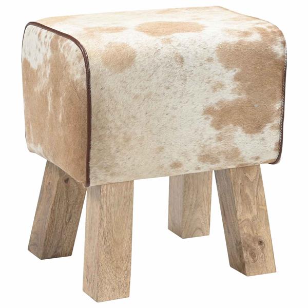 Grote foto vidaxl bank 40 x 30 x 45 cm echt leer bruin en wit huis en inrichting stoelen