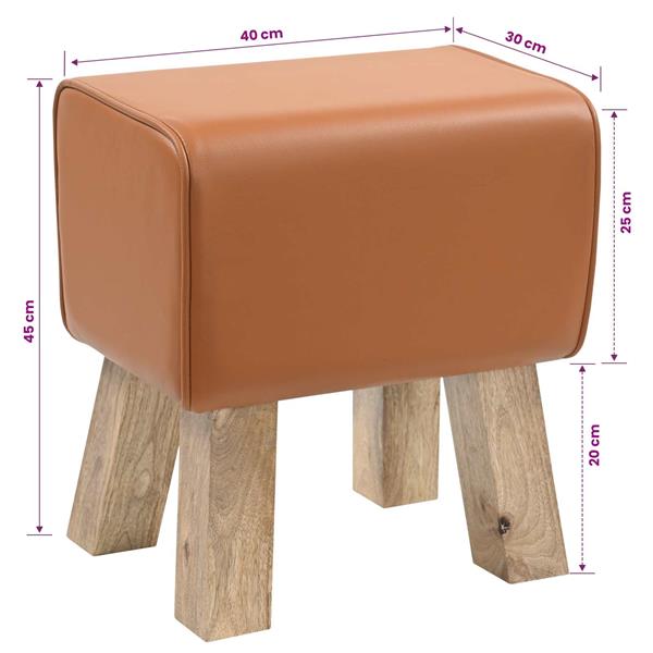 Grote foto vidaxl bank 40 x 30 x 45 cm echt leer bruin huis en inrichting stoelen