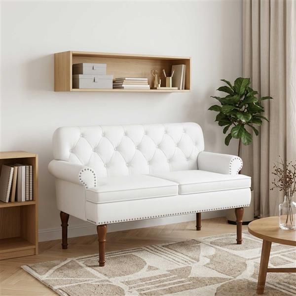 Grote foto vidaxl loungebank met knopencomfort wit 120 x 65 x 77 cm kunstleer huis en inrichting overige huis en inrichting