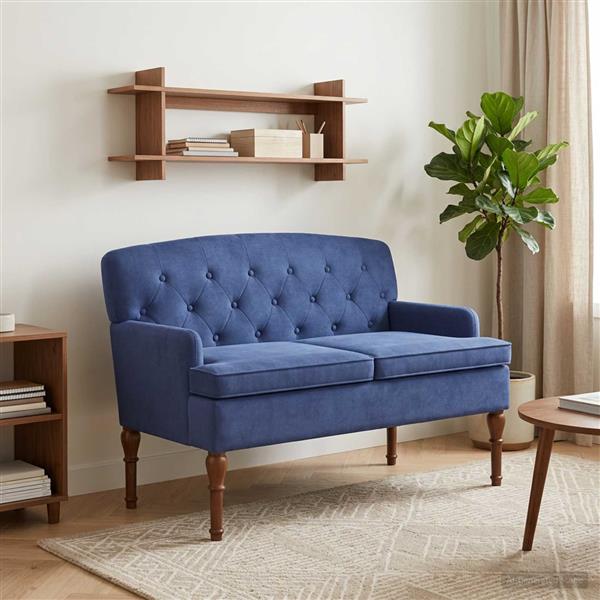 Grote foto vidaxl loungebank met knopencomfort politieblauw 111 x 65 x 79 cm huis en inrichting bankstellen