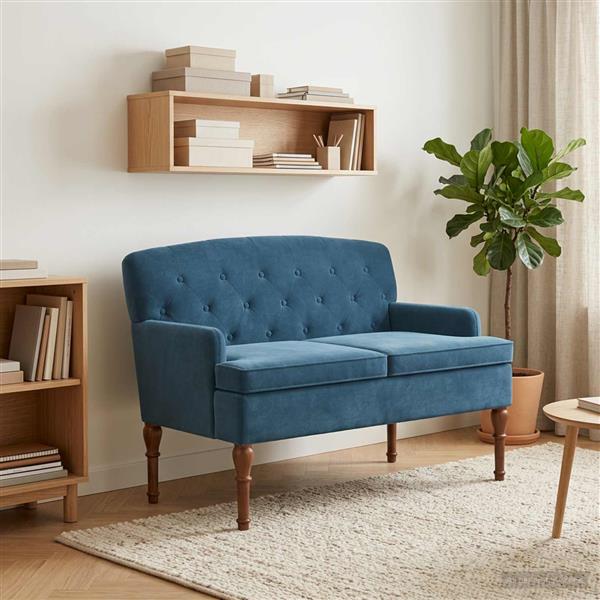 Grote foto vidaxl loungebank met knopencomfort blauw 111 x 65 x 79 cm fluweel huis en inrichting bankstellen