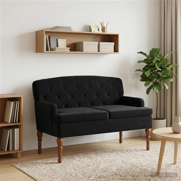 Grote foto vidaxl loungebank met knopencomfort zwart 111 x 65 x 79 cm fluweel huis en inrichting bankstellen