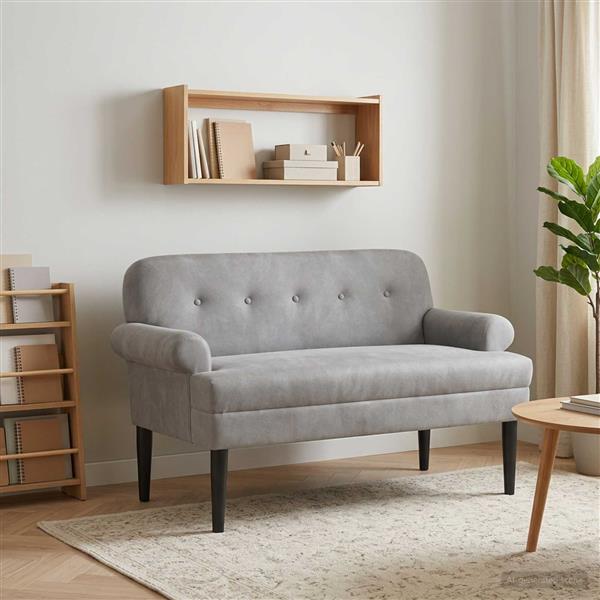 Grote foto vidaxl loungebank met knopencomfort lichtgrijs 120 x 66 x 78 cm huis en inrichting bankstellen
