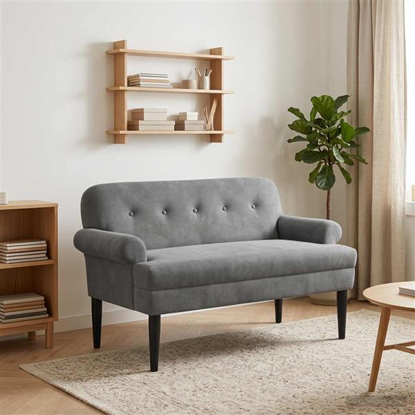 Grote foto vidaxl loungebank met knopencomfort donkergrijs 120 x 66 x 78 cm huis en inrichting bankstellen
