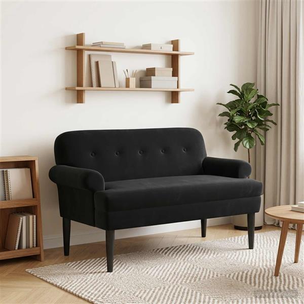 Grote foto vidaxl loungebank met knopencomfort zwart 120 x 66 x 78 cm fluweel huis en inrichting bankstellen