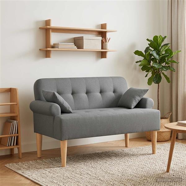 Grote foto vidaxl loungebank met knopencomfort donkergrijs 120 x 65 x 79 cm stof huis en inrichting bankstellen