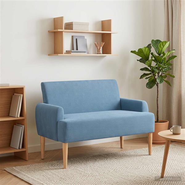 Grote foto vidaxl loungebank met knopencomfort blauw 116 x 67 x 81 cm katoen stof huis en inrichting overige huis en inrichting