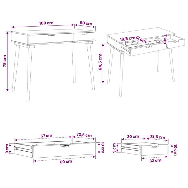 Grote foto vidaxl plafondtafel fauske wit 100 x 50 x 78 cm huis en inrichting eettafels