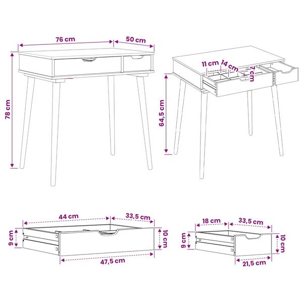 Grote foto vidaxl plafondtafel fauske wit 76 x 50 x 78 cm huis en inrichting eettafels