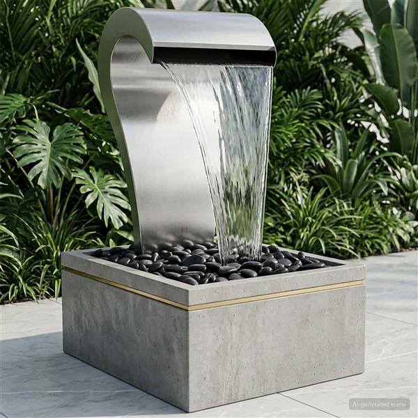 Grote foto vidaxl tuinwaterval roestvrij staal 304 54 5 x 34 x 83 cm zilver tuin en terras overige tuin en terras