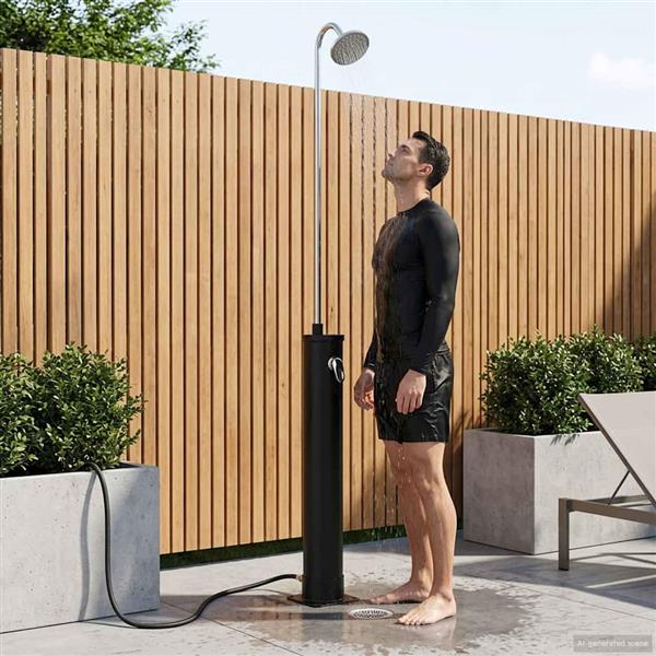 Grote foto vidaxl zonne douche met douchekop 20 l pvc abs zinklegering zwart tuin en terras zwembaden toebehoren