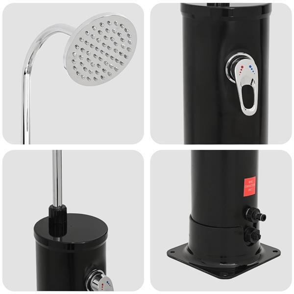 Grote foto vidaxl zonne douche met douchekop 20 l pvc abs zinklegering zwart tuin en terras zwembaden toebehoren