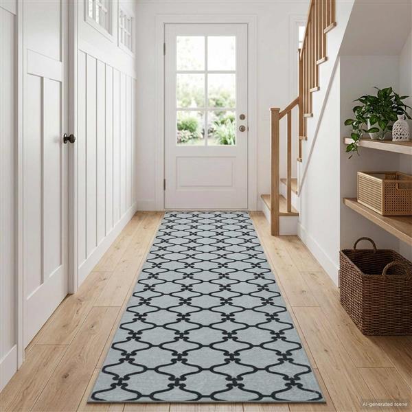 Grote foto vidaxl vloerkleedloper oriz 1150 gsm zwart gaaspatroon huis en inrichting vloerbedekking en kleden