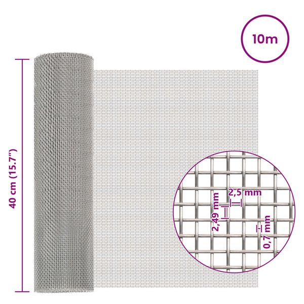 Grote foto vidaxl gaas scherm 40 x 1000 cm 8 mesh rvs 201 zilverkleurig tuin en terras hekken en schuttingen