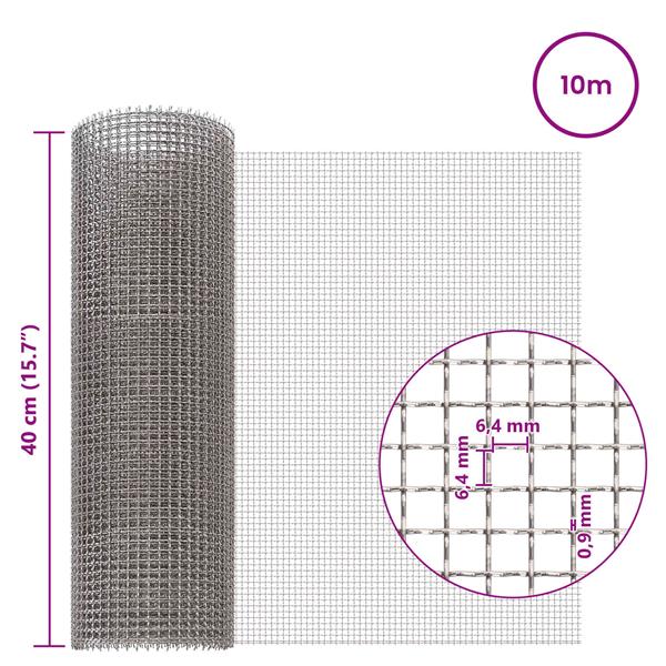 Grote foto vidaxl gaas scherm 40 x 1000 cm 3 mesh rvs 201 zilverkleurig tuin en terras hekken en schuttingen