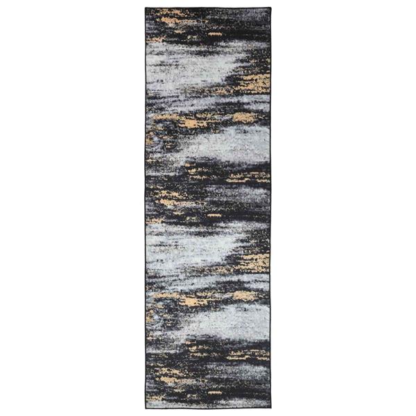 Grote foto vidaxl vloerkleedloper lesaka zwart en goud 100 x 250 cm huis en inrichting vloerbedekking en kleden