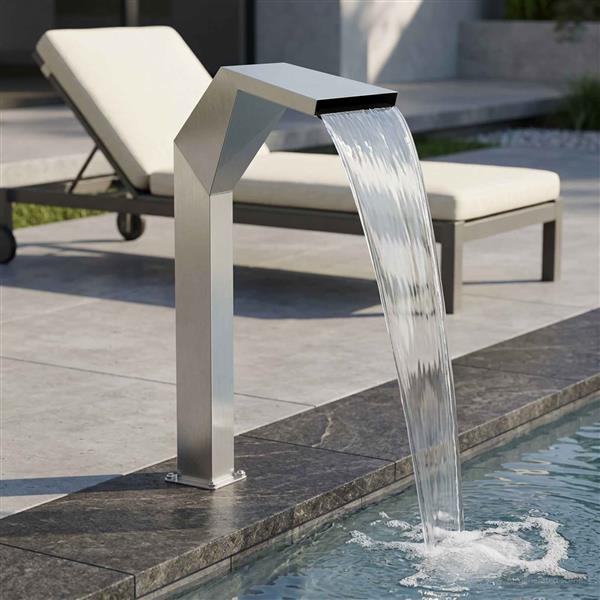 Grote foto vidaxl pool waterval roestvrij staal 50 x 30 x 90 cm zilverkleurig tuin en terras overige tuin en terras