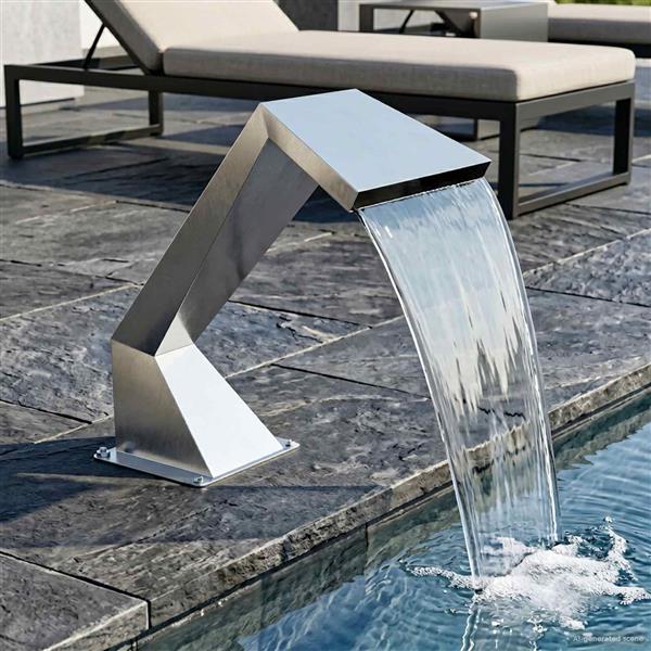 Grote foto vidaxl zwembadwaterval met rgb leds roestvrij staal 63 5 x 29 x 51 cm tuin en terras overige tuin en terras