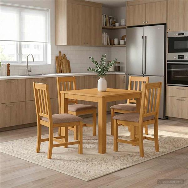 Grote foto vidaxl eettafel 90 x 90 x 75 cm massief eikenhout naturel vierkant huis en inrichting eettafels
