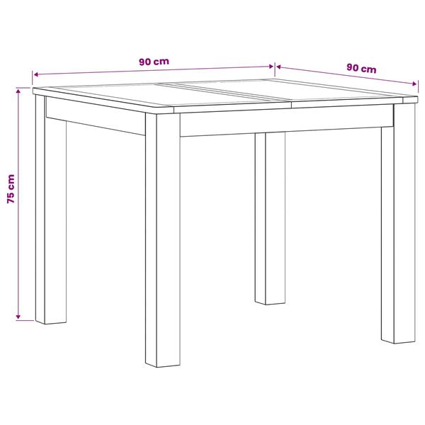 Grote foto vidaxl eettafel 90 x 90 x 75 cm massief eikenhout naturel vierkant huis en inrichting eettafels