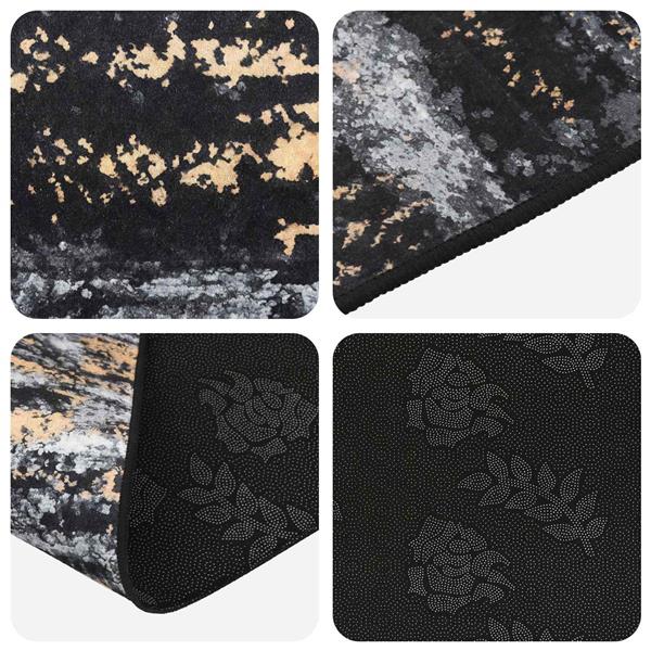 Grote foto vidaxl vloerkleedloper lesaka zwart en goud 50 x 100 cm diamantvelours huis en inrichting vloerbedekking en kleden