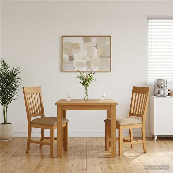 Grote foto vidaxl eetkamerstoel 2 st massief eikenhout beige 45 x 59 x 92 cm huis en inrichting stoelen