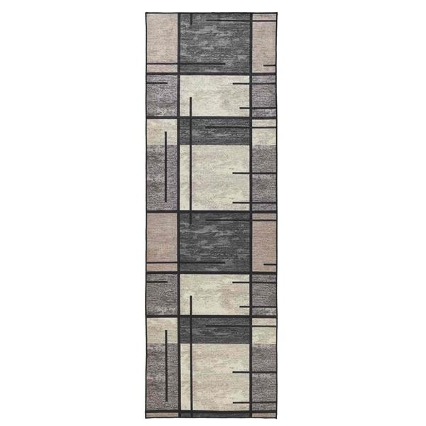 Grote foto vidaxl vloerkleedloper lesaka bruin 100 x 100 cm diamantvelours huis en inrichting vloerbedekking en kleden