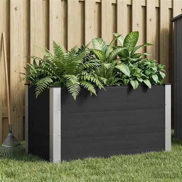 Grote foto vidaxl verhoogde plantenbak zwart 100 x 50 x 54 cm wpc en aluminium tuin en terras overige tuin en terras