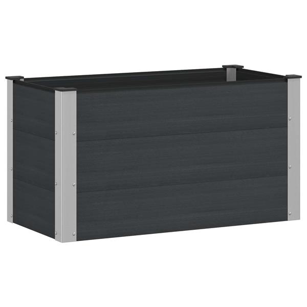 Grote foto vidaxl verhoogde plantenbak zwart 100 x 50 x 54 cm wpc en aluminium tuin en terras overige tuin en terras