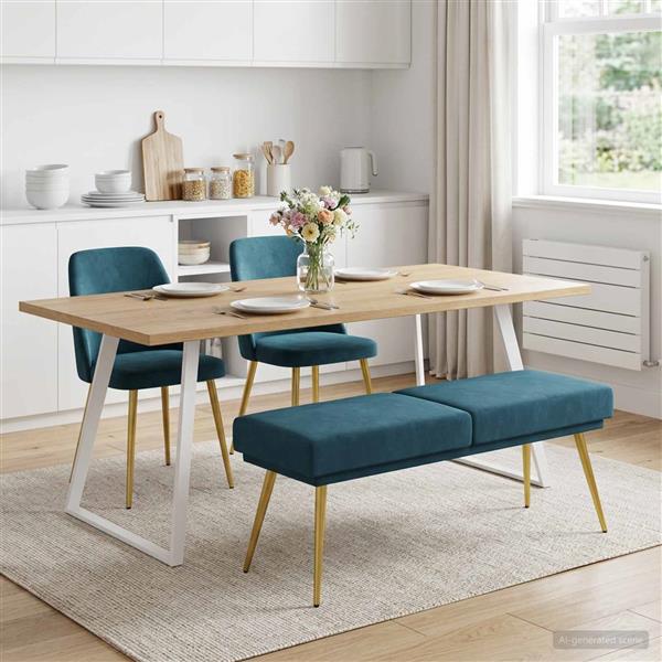 Grote foto vidaxl dubbel laagige bank blauw 120 x 45 x 46 cm fluweel huis en inrichting overige huis en inrichting