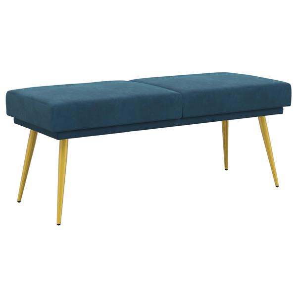 Grote foto vidaxl dubbel laagige bank blauw 120 x 45 x 46 cm fluweel huis en inrichting overige huis en inrichting