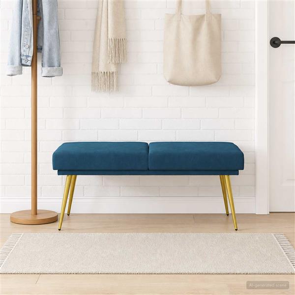 Grote foto vidaxl dubbel laagige bank blauw 120 x 45 x 46 cm fluweel huis en inrichting overige huis en inrichting