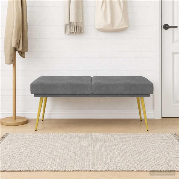Grote foto vidaxl dubbel laagige bank donkergrijs 120 x 45 x 46 cm fluweel huis en inrichting overige huis en inrichting