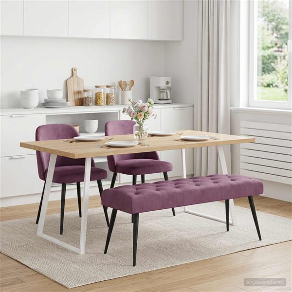 Grote foto vidaxl bank met knoopverstelling paars 110 x 40 x 46 cm fluweel huis en inrichting overige huis en inrichting