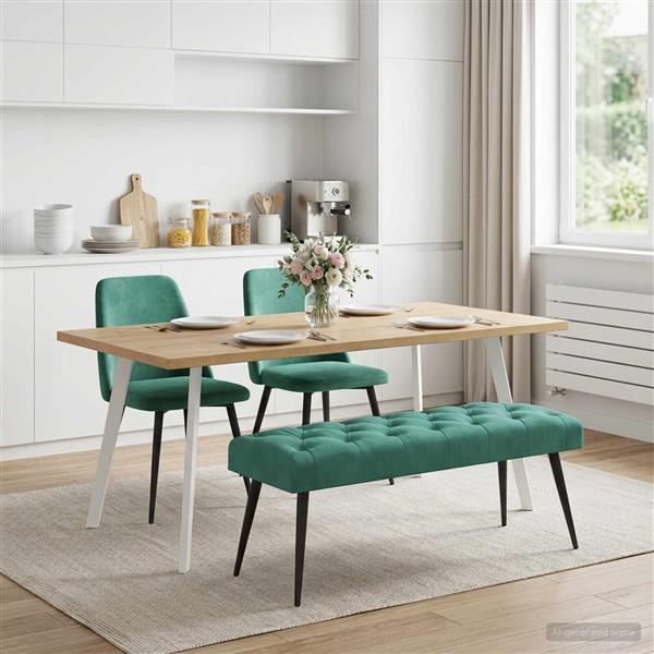 Grote foto vidaxl bank met knoopverstelling turquoise 110 x 40 x 46 cm fluweel huis en inrichting overige huis en inrichting