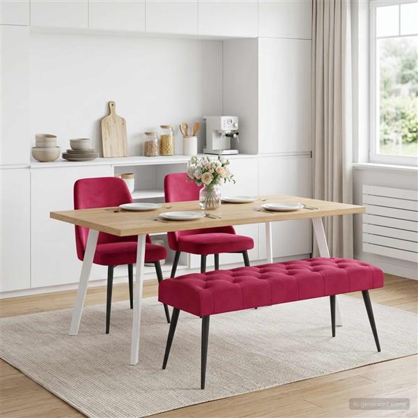 Grote foto vidaxl bank met knoopverstelling wijnrood 110 x 40 x 46 cm fluweel huis en inrichting overige huis en inrichting