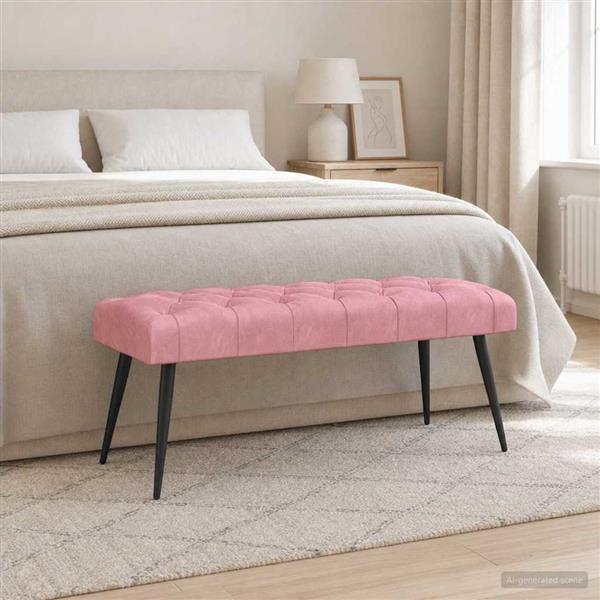 Grote foto vidaxl bank met knoopverstelling roze 110 x 40 x 46 cm fluweel huis en inrichting overige huis en inrichting