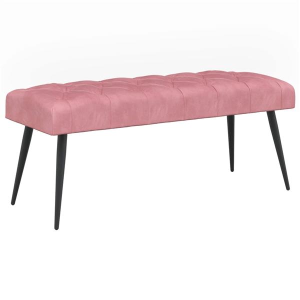 Grote foto vidaxl bank met knoopverstelling roze 110 x 40 x 46 cm fluweel huis en inrichting overige huis en inrichting